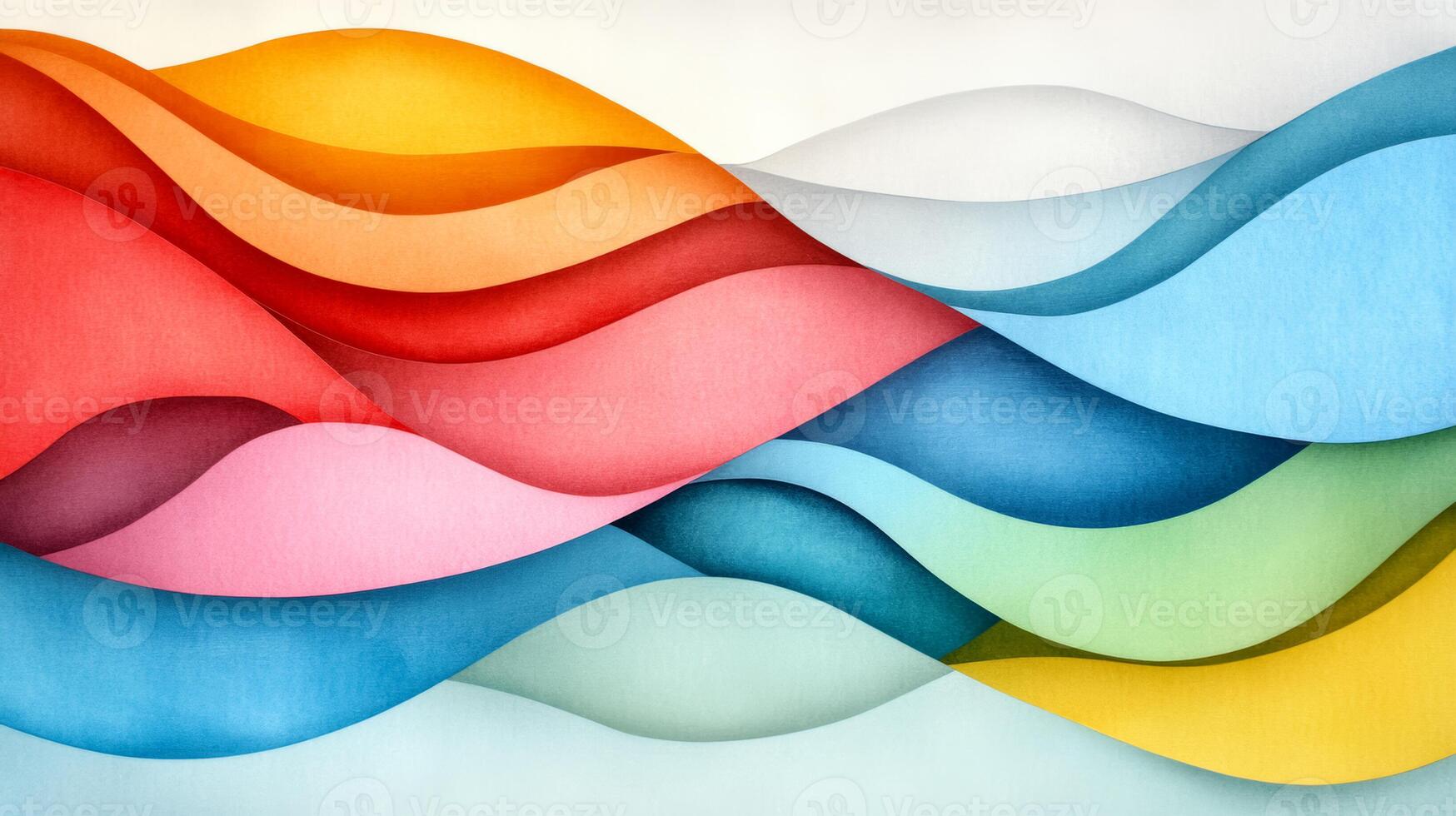 Layered abstract shapes in pastel paper textures with a grid of fine lines photo