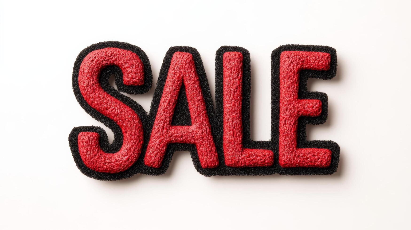 A red and black sale sign on a white background photo