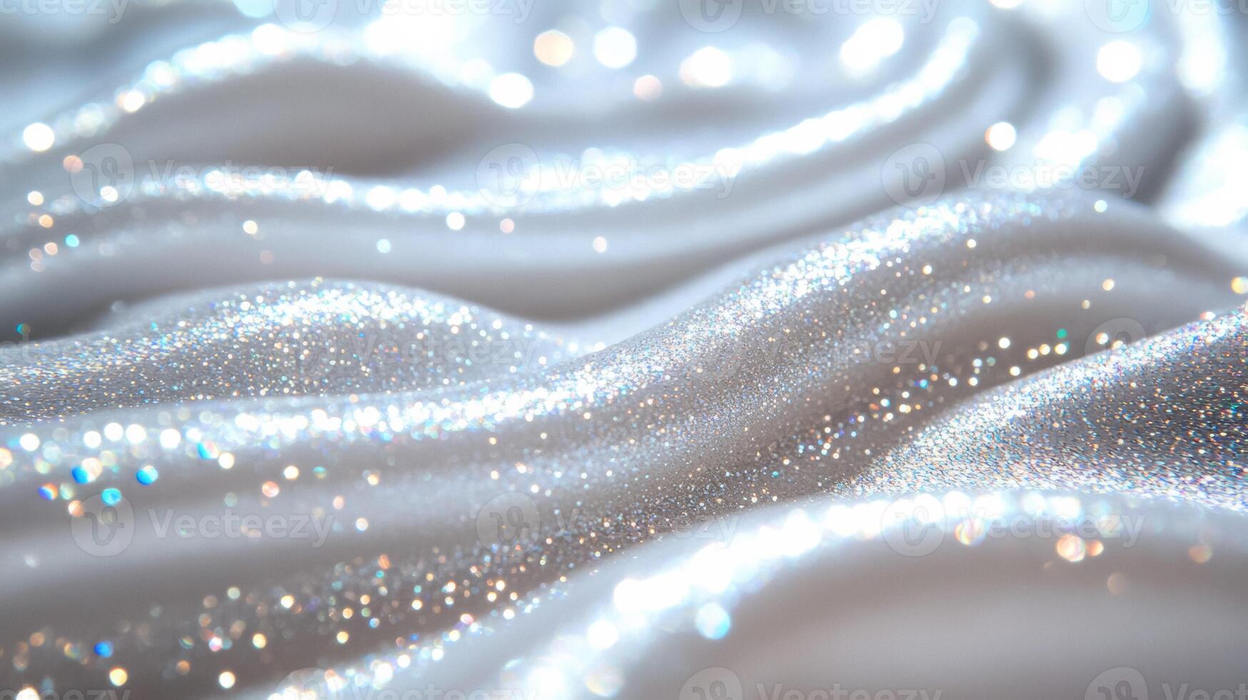 Closeup of a creamy snow white serum with tiny iridescent flakes resembling a glistening winter frost photo