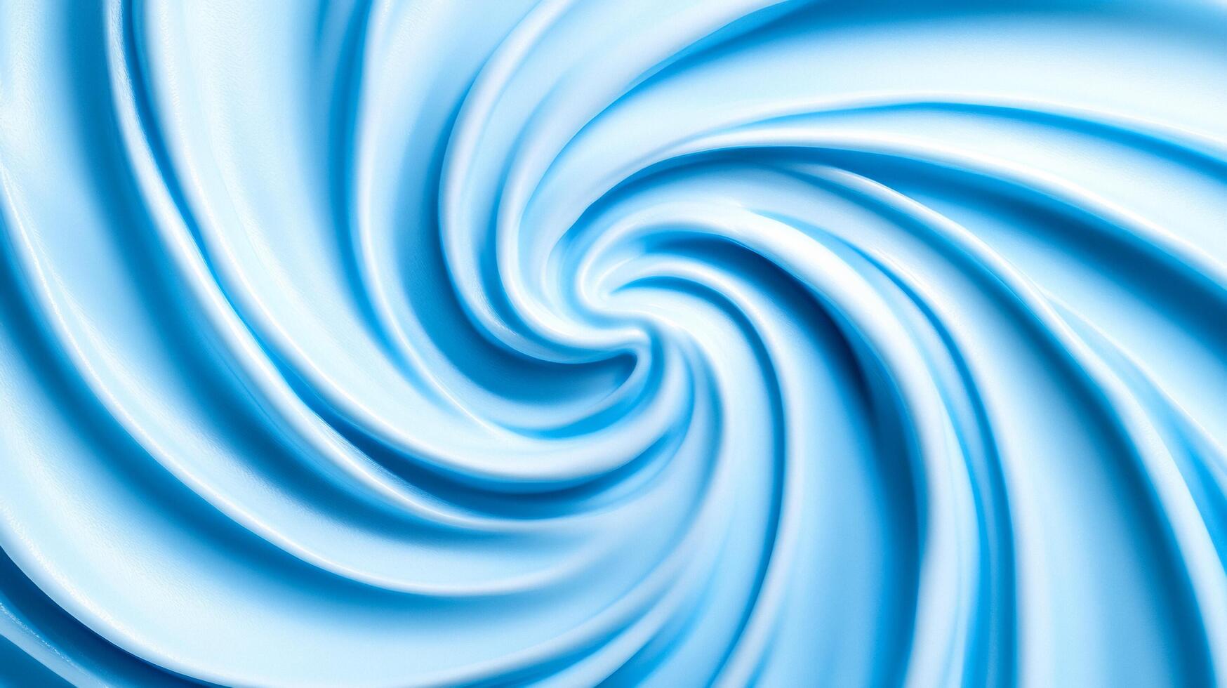 Closeup of icy blue cream swirls with a glossy light reflecting texture on a white background photo