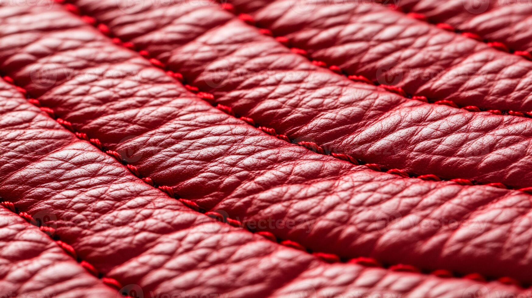 Closeup of textured red leather with a bold vibrant hue and slightly distressed finish capturing rugged elegance photo