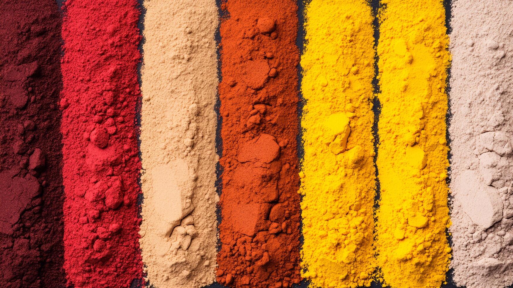 Deep mahogany and honeyed yellow pigment powders arranged in a fading gradient like a fall sunset sky photo