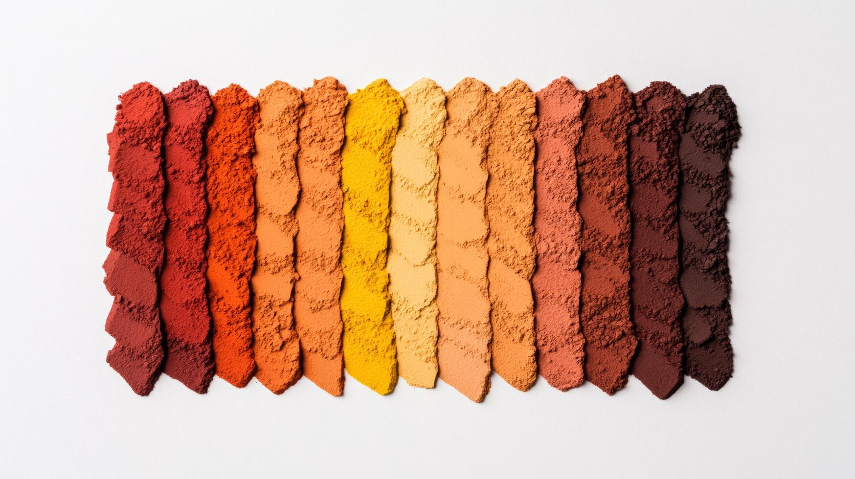 Deep mahogany and honeyed yellow pigment powders arranged in a fading gradient like a fall sunset sky photo