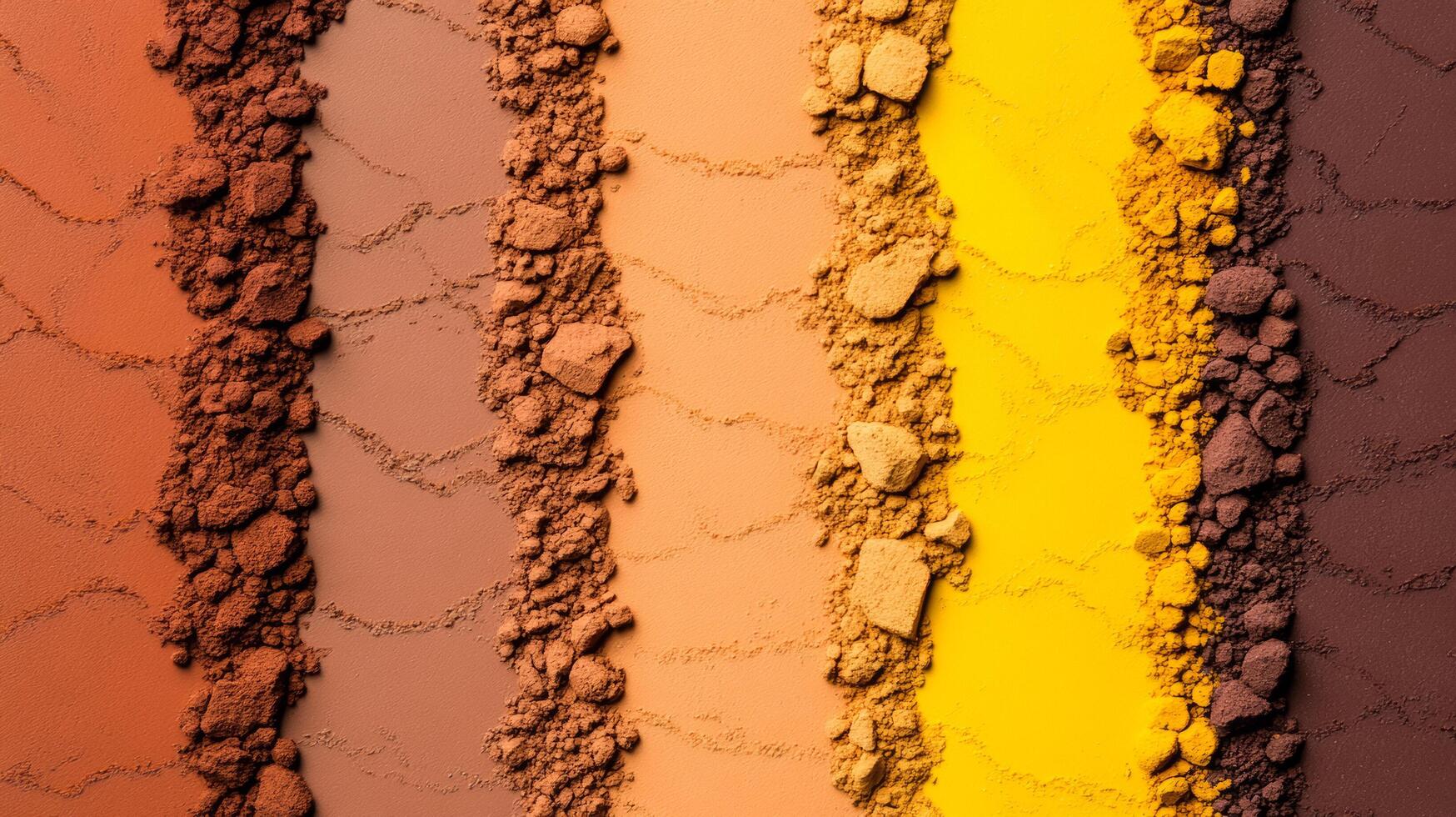 Deep mahogany and honeyed yellow pigment powders arranged in a fading gradient like a fall sunset sky photo