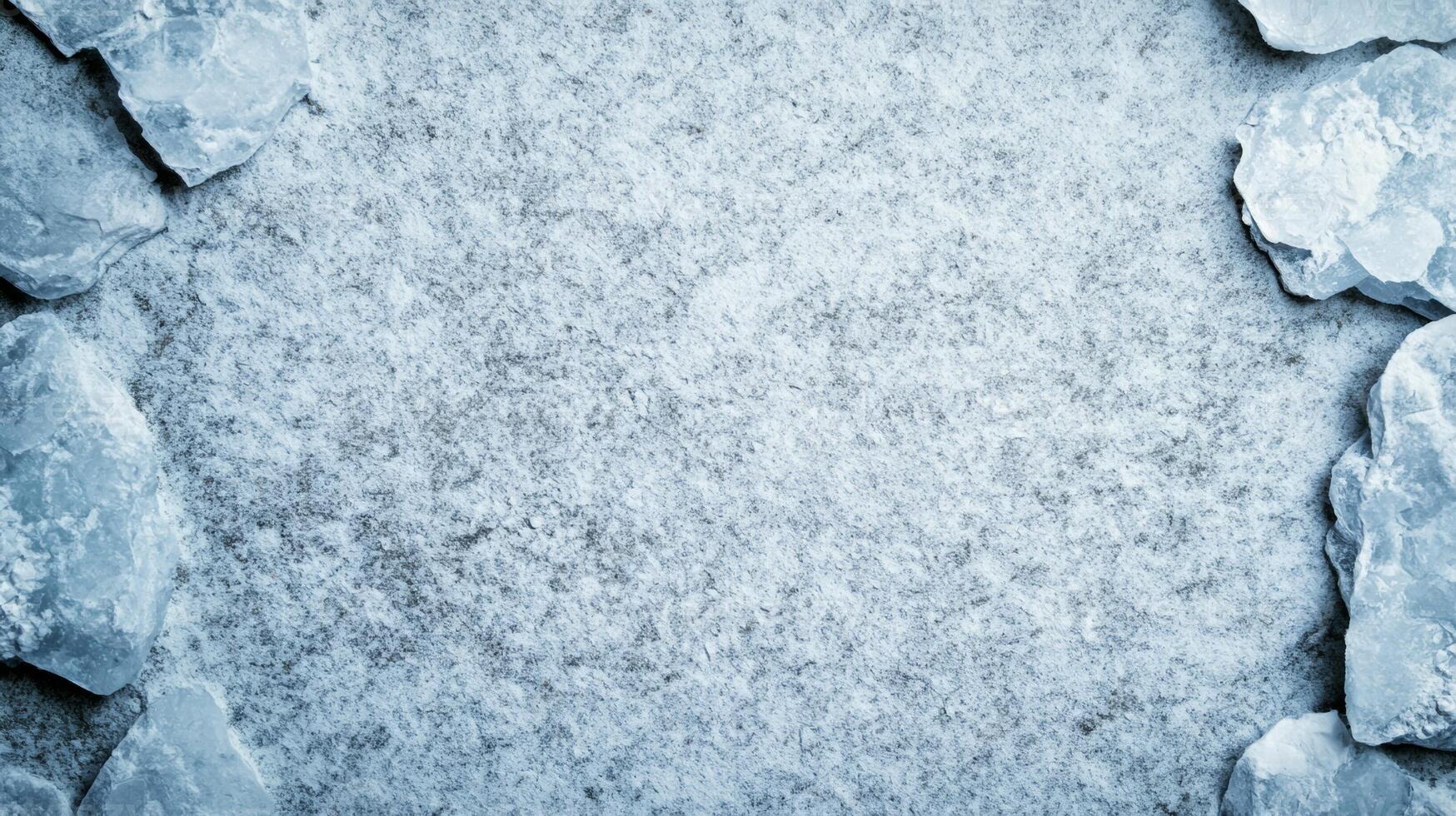 Delicate pattern of powdery light grey and silver pigments spread thinly on a deep ice blue background photo