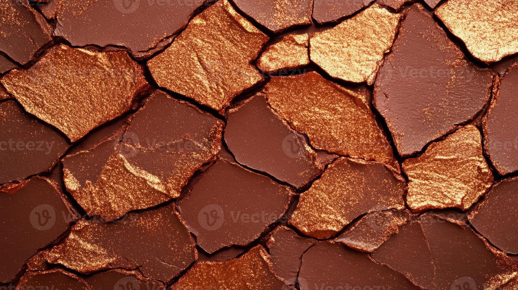 Glittering gold and amber highlighter cream with flecks of red and copper shining on a matte chocolate background photo