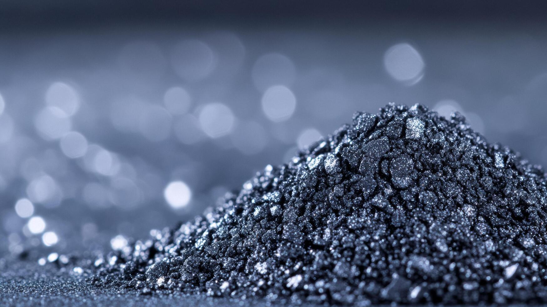 Macro of cool taupe eyeshadow powder with a fine shimmering finish sprinkled on an icy grey background photo