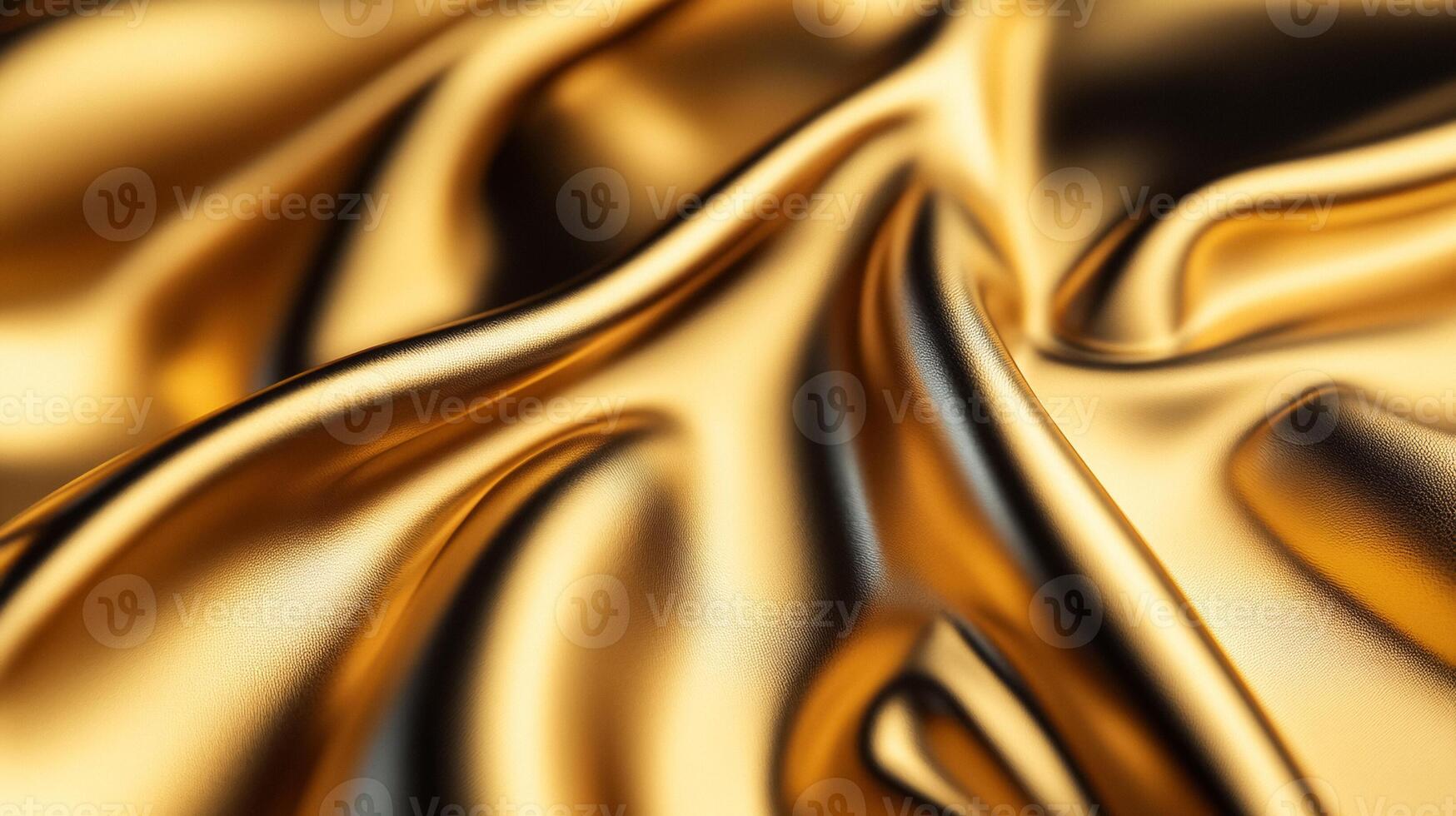 Macro of gold leather with a metallic sheen and smooth texture reflecting light in shimmering patterns photo