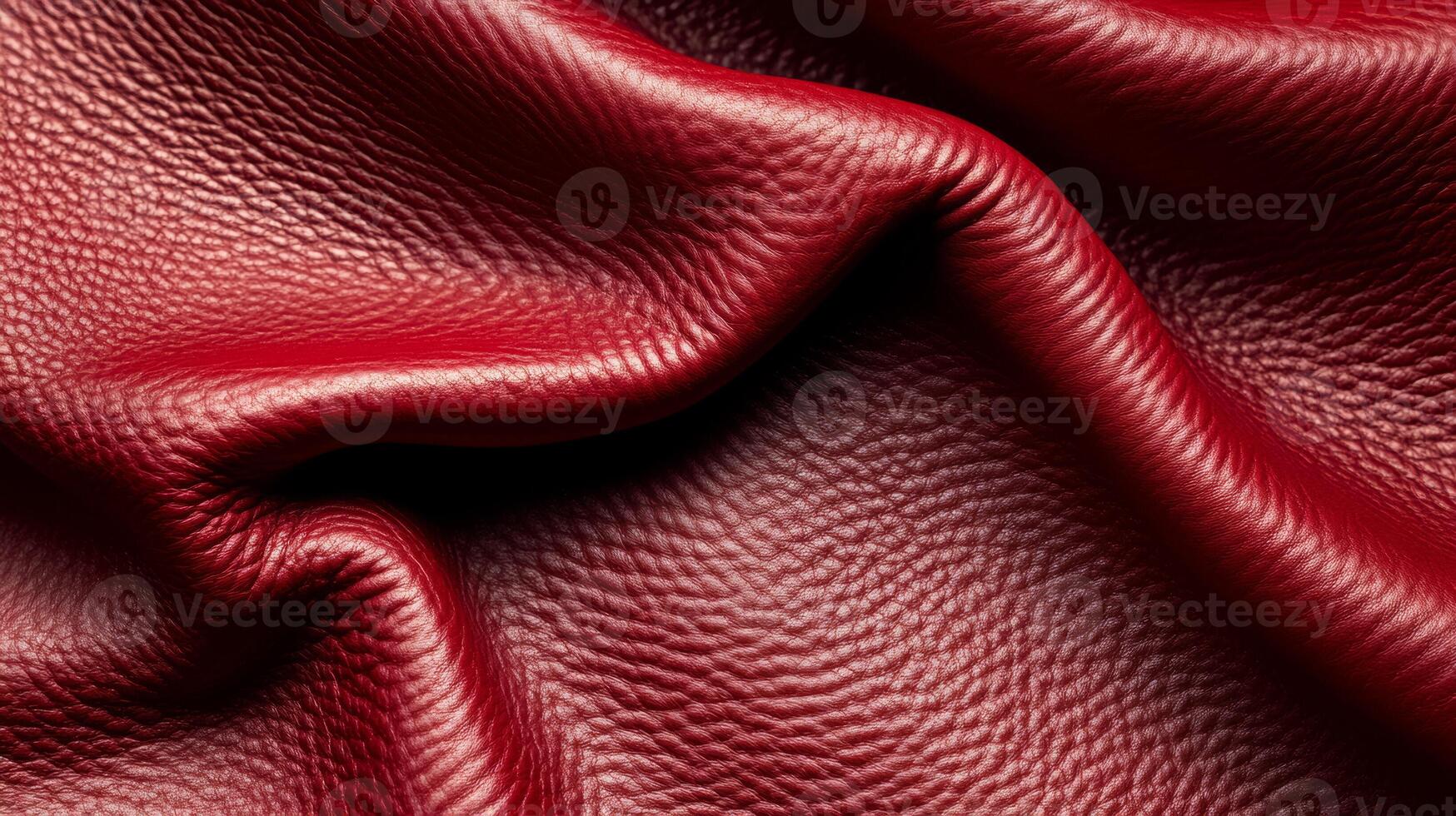 Rich burgundy leather in a macro shot showing smooth texture with fine wrinkles and a deep color gradient photo