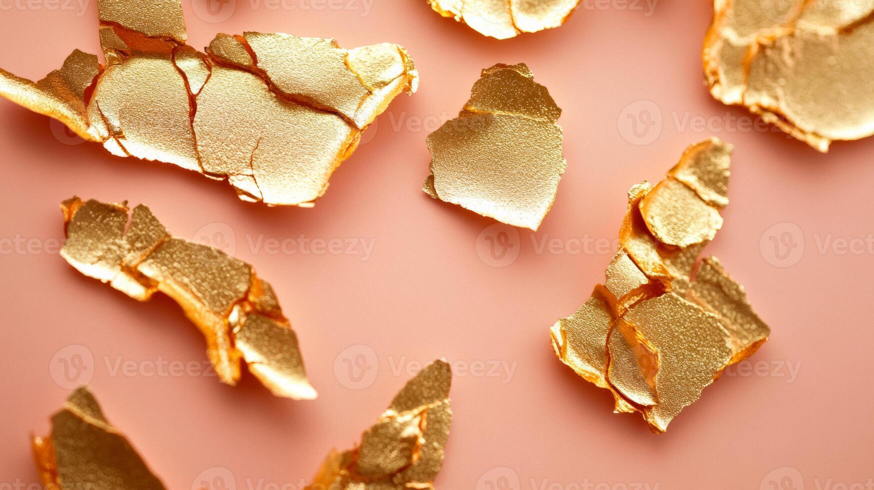 Sparkling gold leaf fragments on a soft peach cream surface a luxurious and delicate closeup of cosmetic textures photo