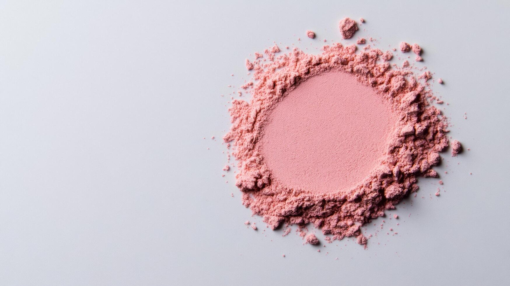 Warm blush powder in a soft muted mauve shade lightly dusted on a pale grey background photo