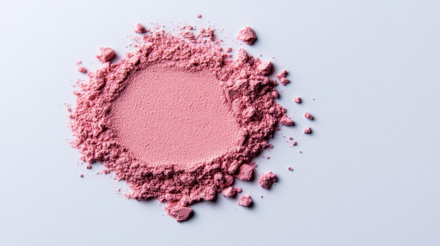 Warm blush powder in a soft muted mauve shade lightly dusted on a pale grey background photo