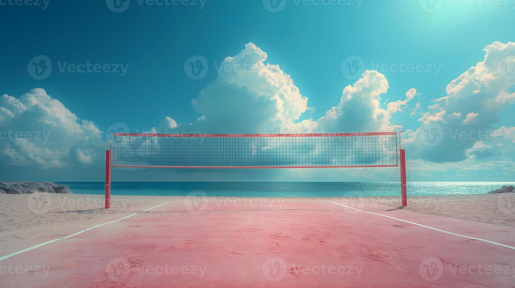 Volleyball Court on the Beach On a Sunny Summer Day photo