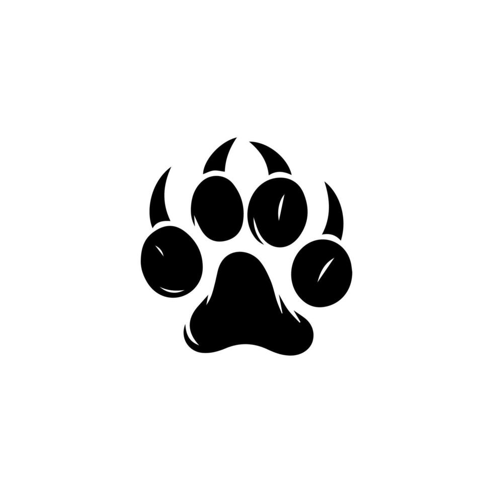 A black and white paw print on a white background vector