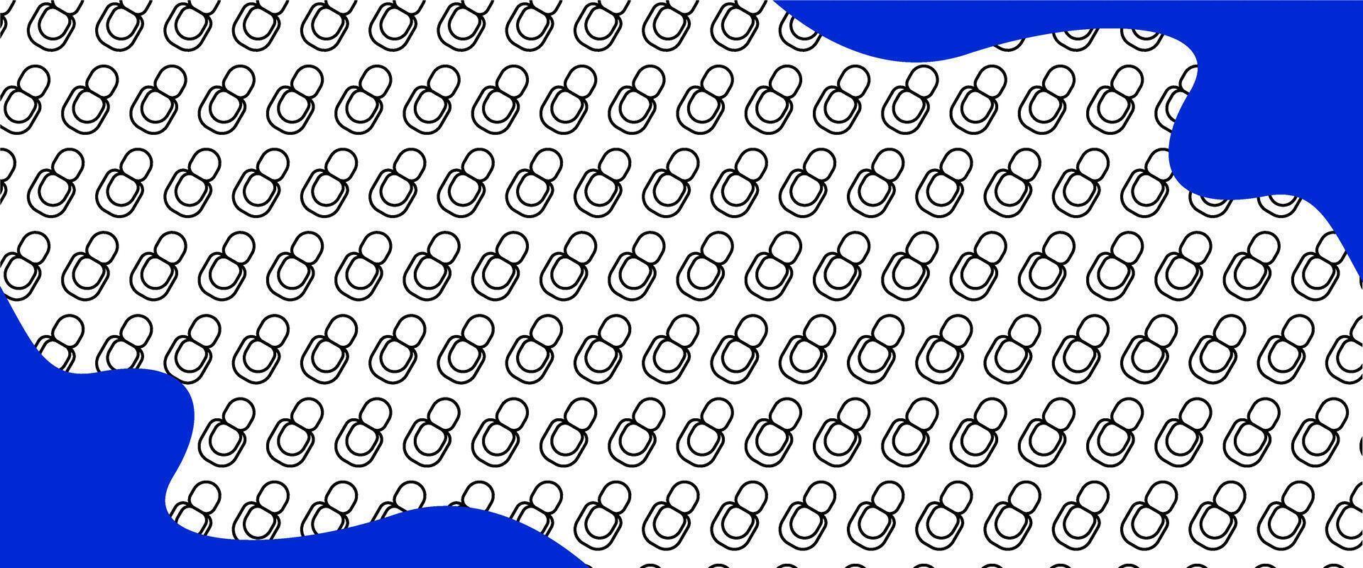 A blue and white pattern with a bunch of small black and white shapes vector