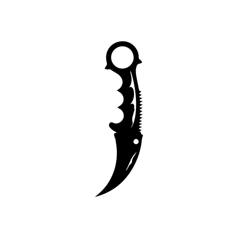 A black and white silhouette of a knife vector