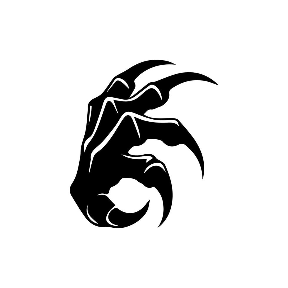 A black and white illustration of a claw hand vector