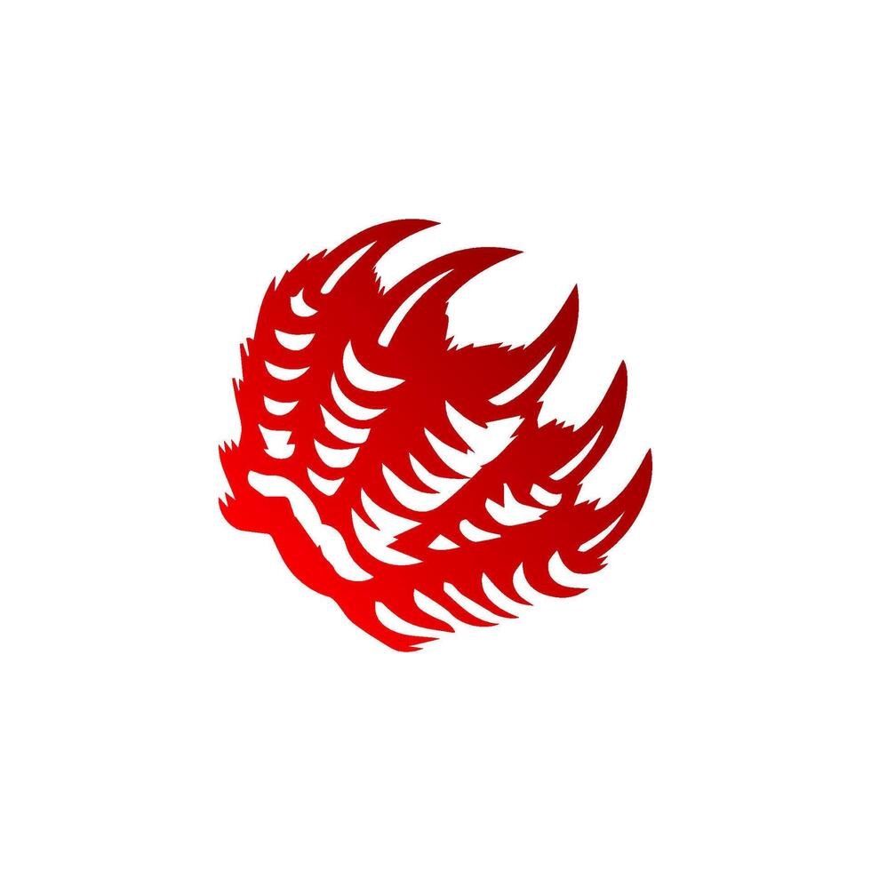 A red and white logo with a large red and white design vector
