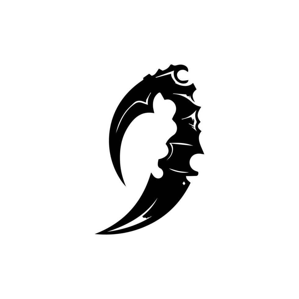 A black and white logo of a large knife vector