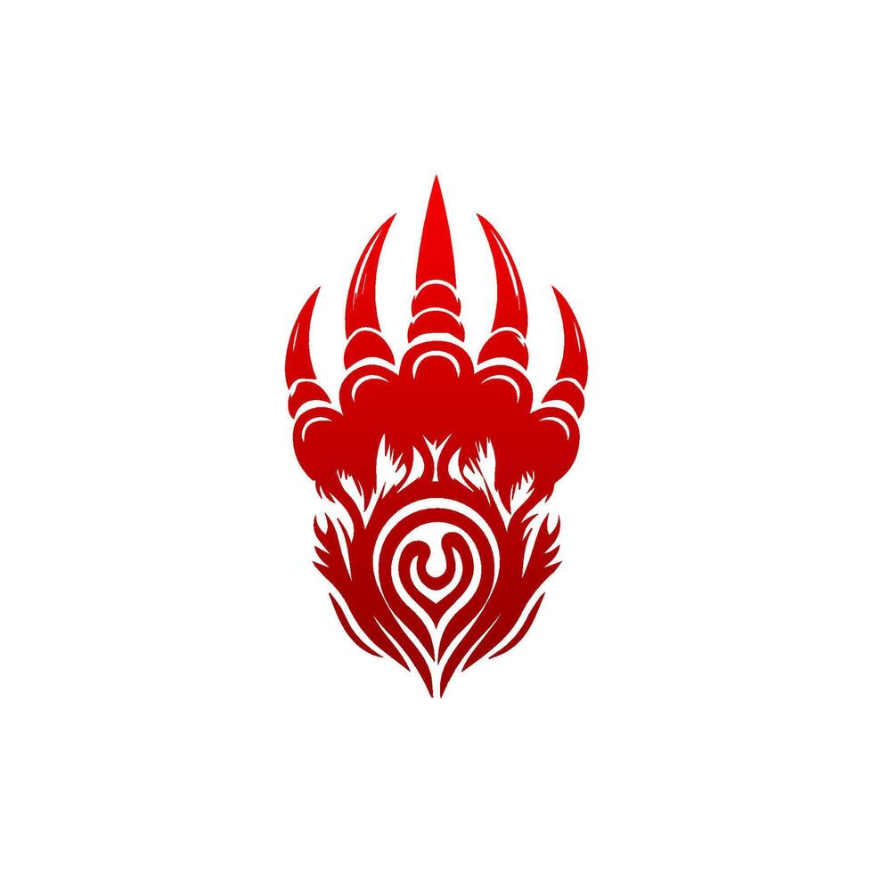 A red bear paw logo with a red heart vector