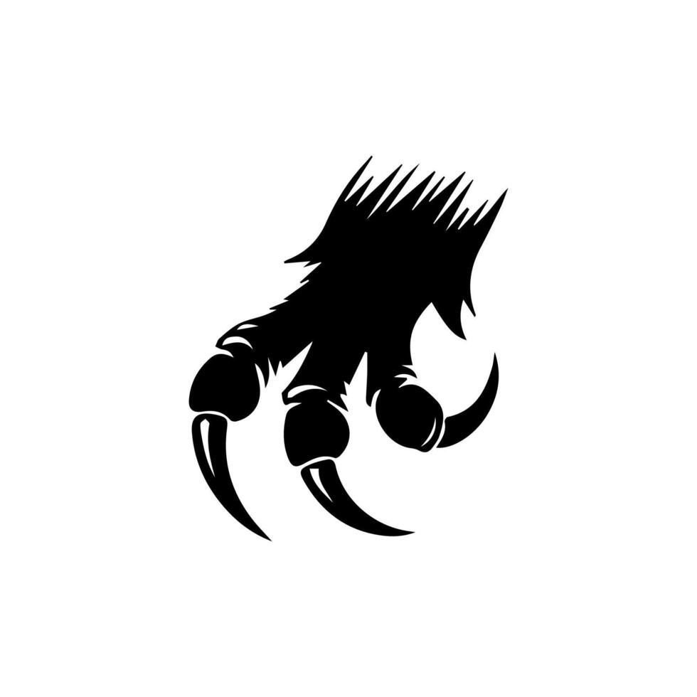 A black bear paw with claws on a white background vector