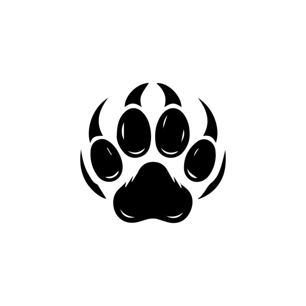 A black and white paw print logo vector