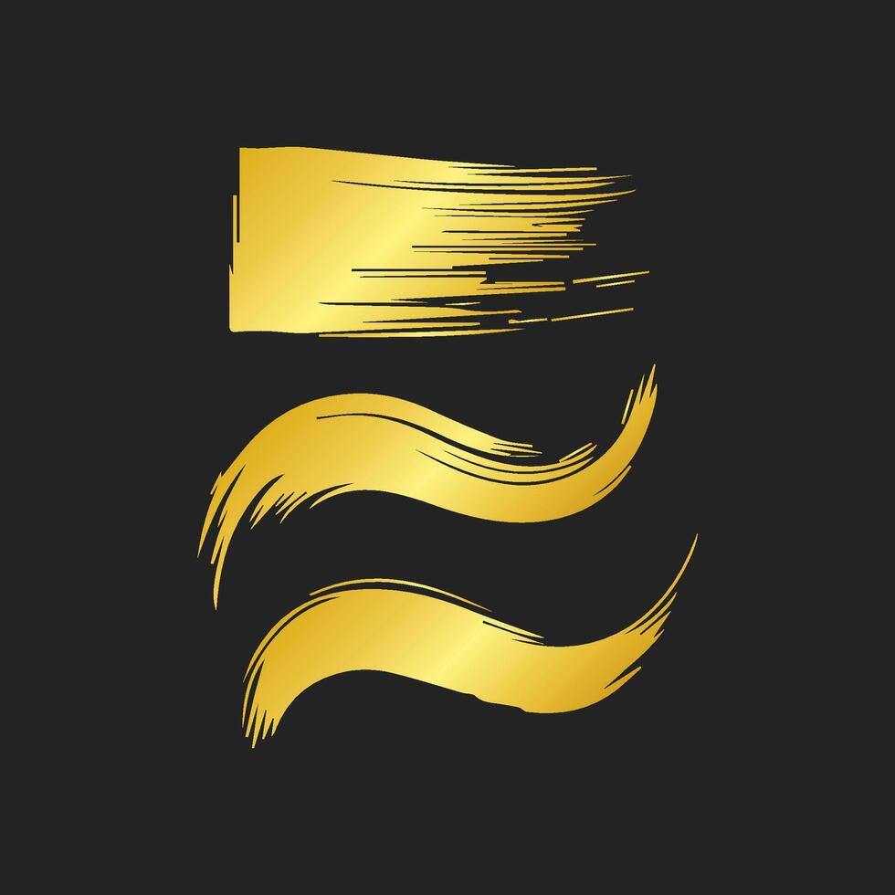 A golden brush stroke on a black background vector