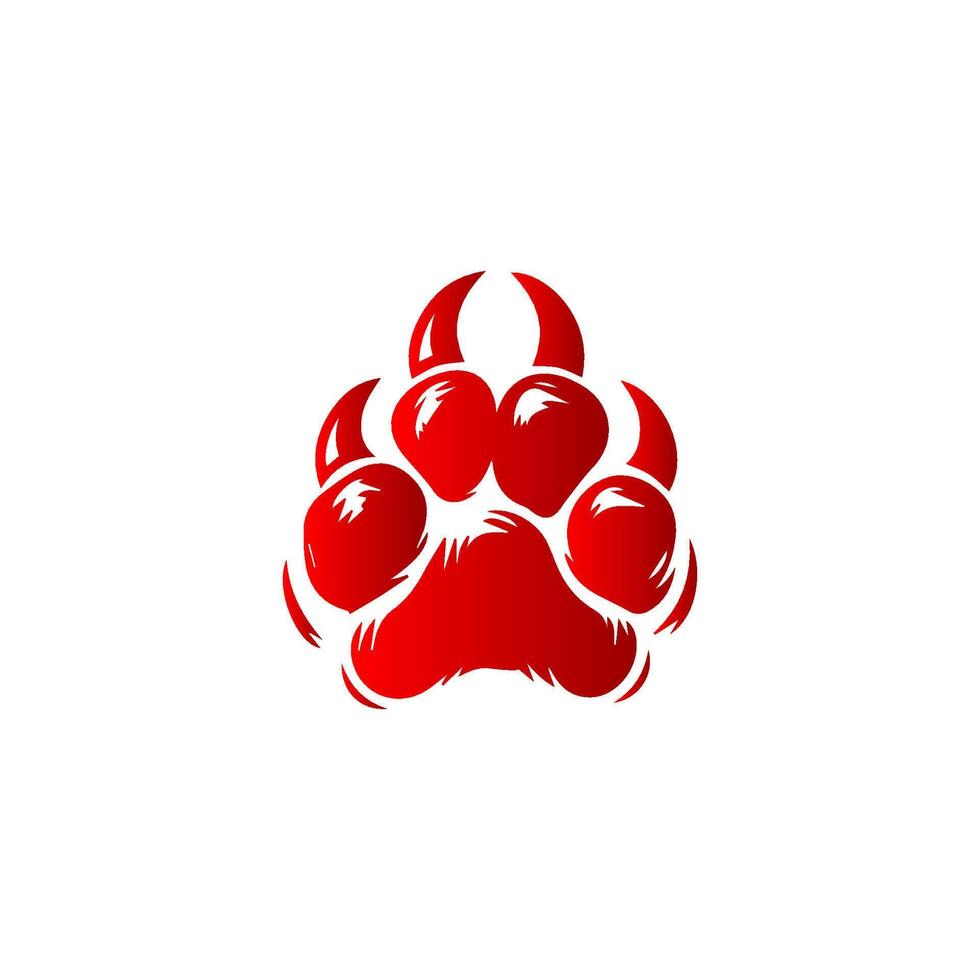 A red paw print on a white background vector