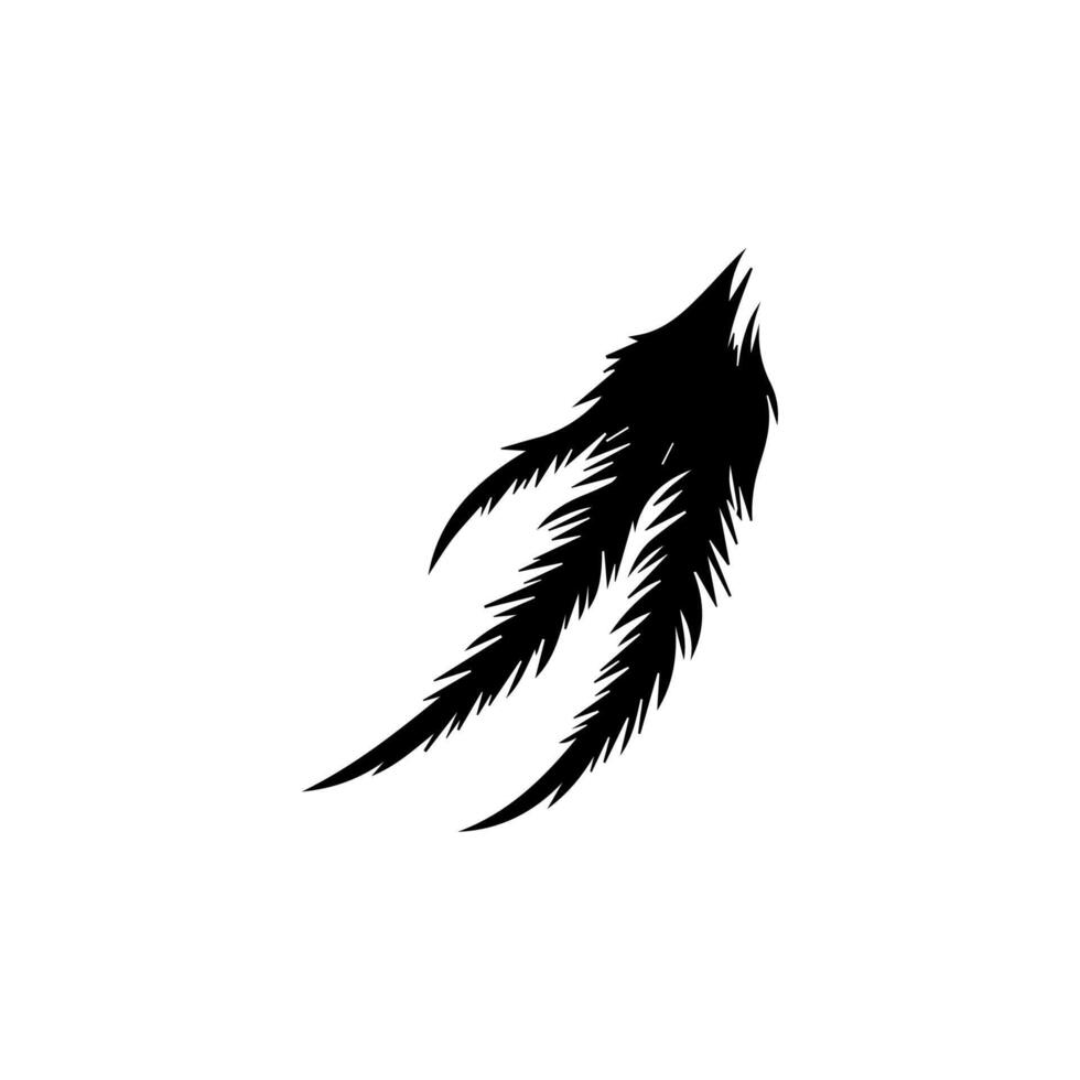 A black and white silhouette of a feather vector