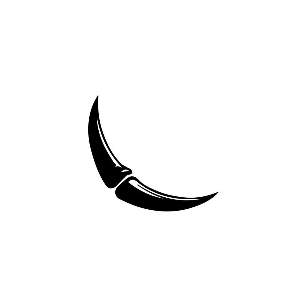 A black and white logo of a crescent moon vector