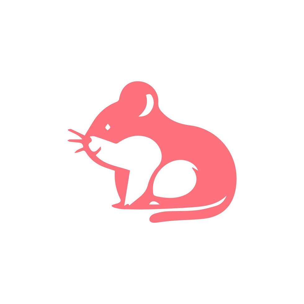 A pink mouse is sitting on a white background vector