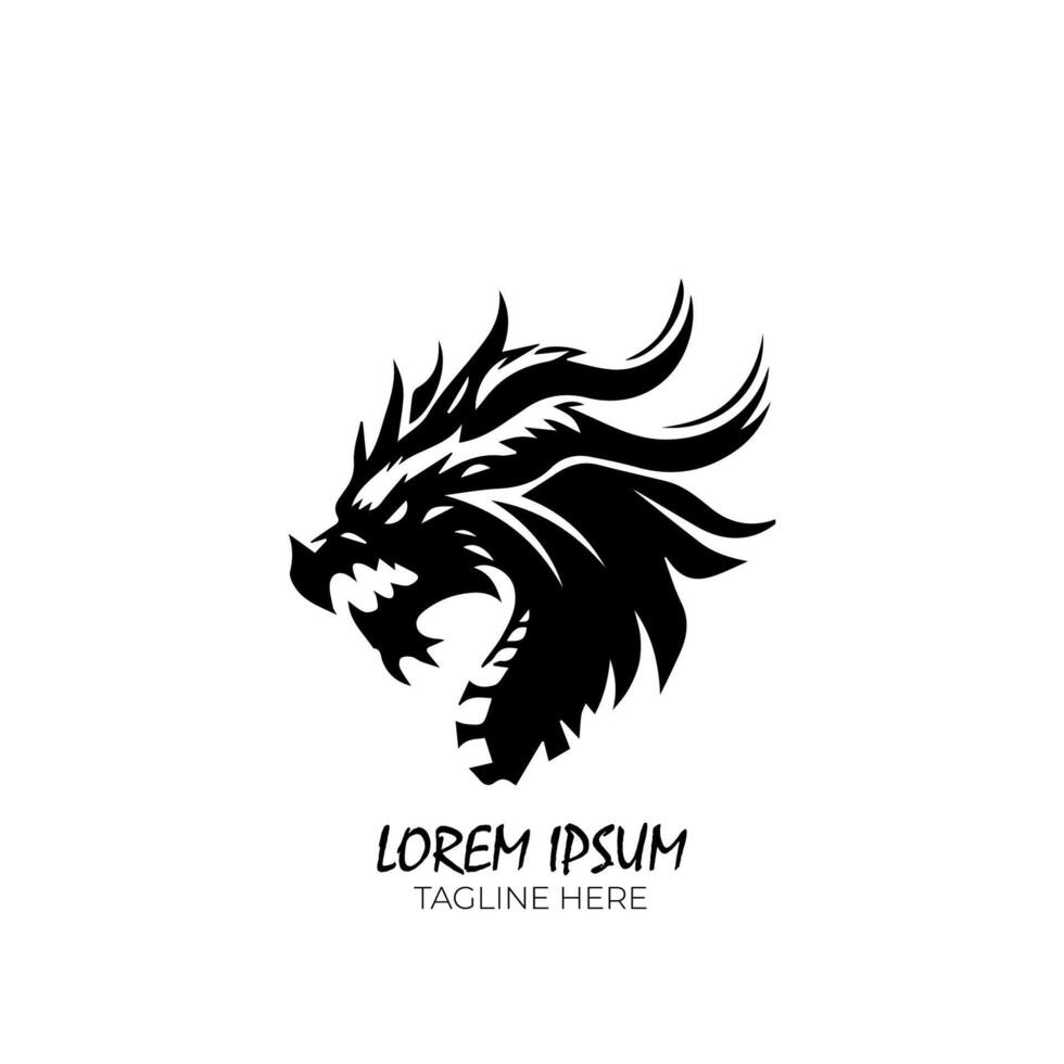 A black and white logo for a dragon vector