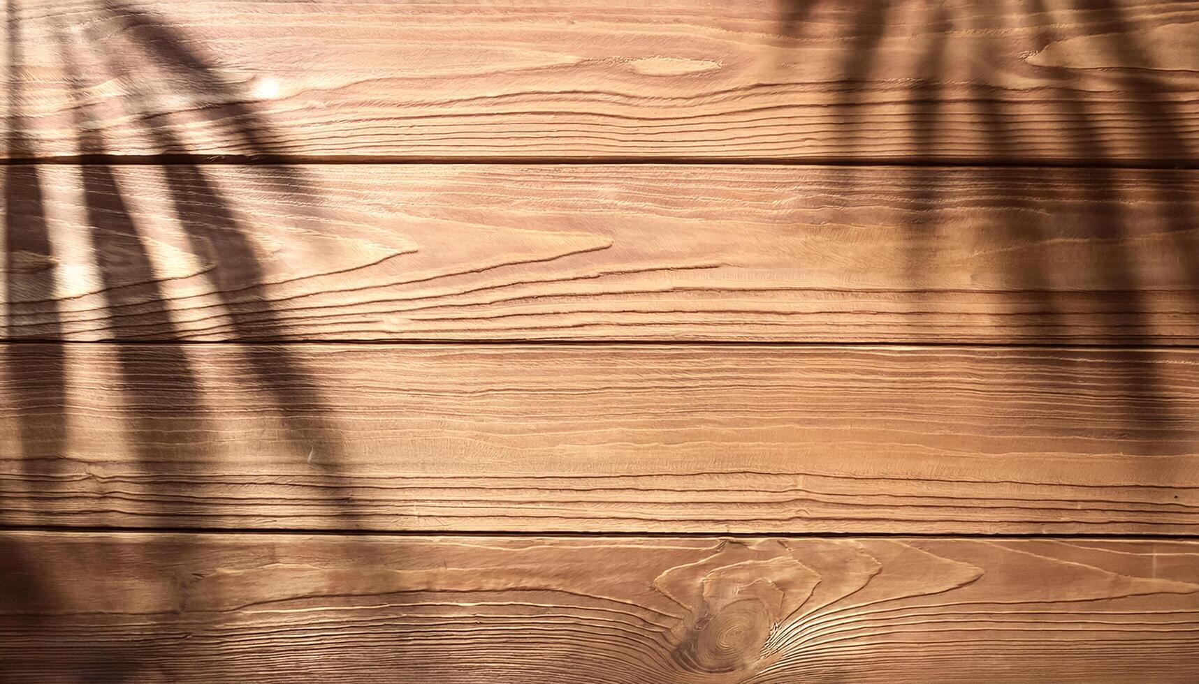 top view of soft brown table with high resolution texture and palm leafs shadows, summer table background with empty space for text or design, soft cozy sunny table backdrop, wooden texture seamless photo