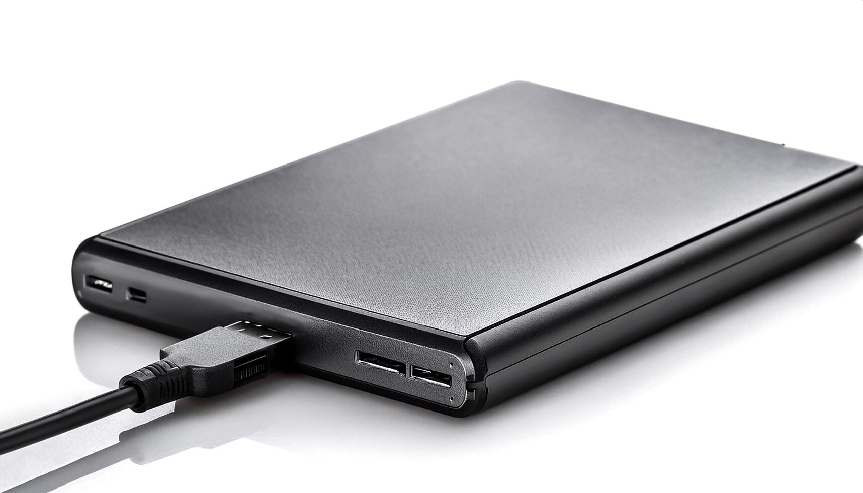 external hard drive isolated on white background photo