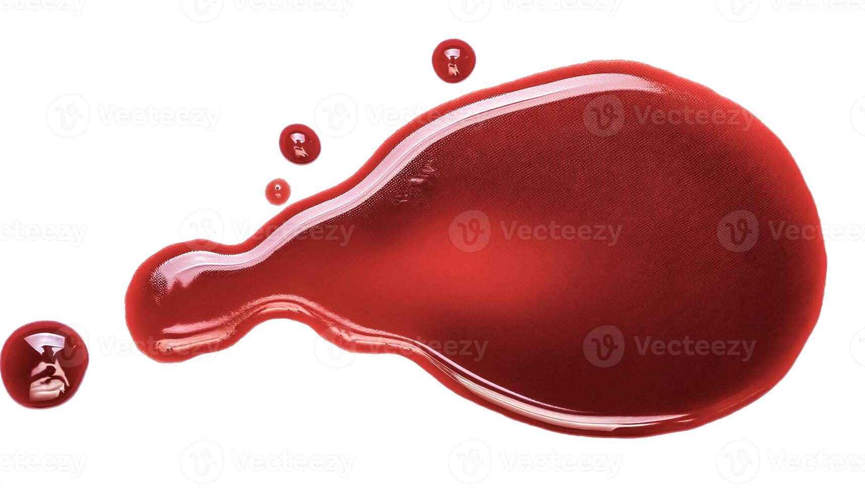 Dripping blood isolated on white background. Flowing bloody stains, splashes and drops photo