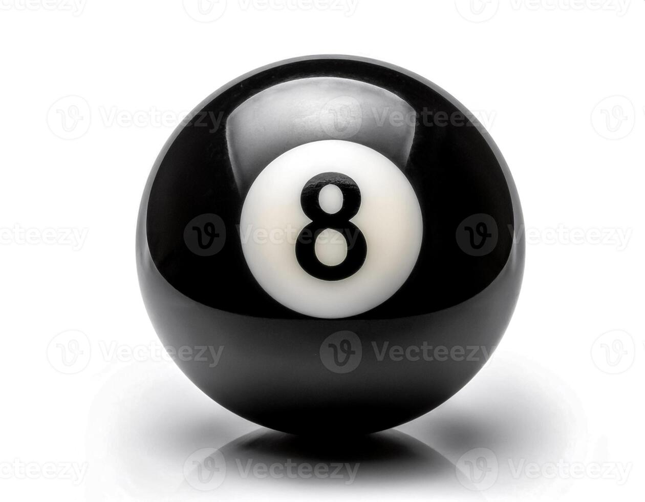 number 8 eight ball, the black ball, used in pool billiard games and is the last one to be sunk to win the game photo