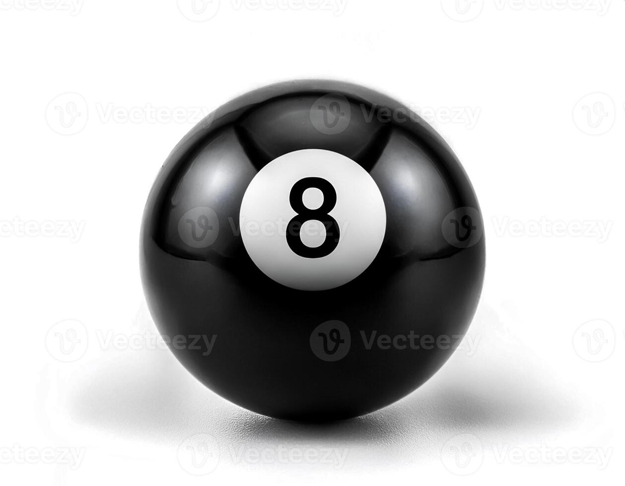 number 8 eight ball, the black ball, used in pool billiard games and is the last one to be sunk to win the game photo