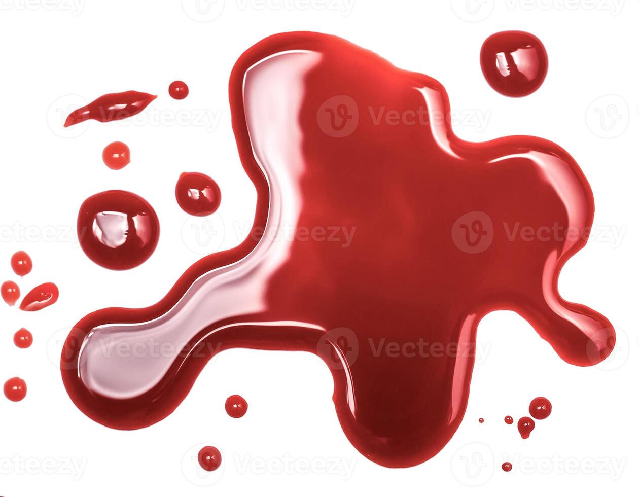 goteo sangre aislado en blanco antecedentes. fluido sangriento manchas, salpicaduras y gotas foto