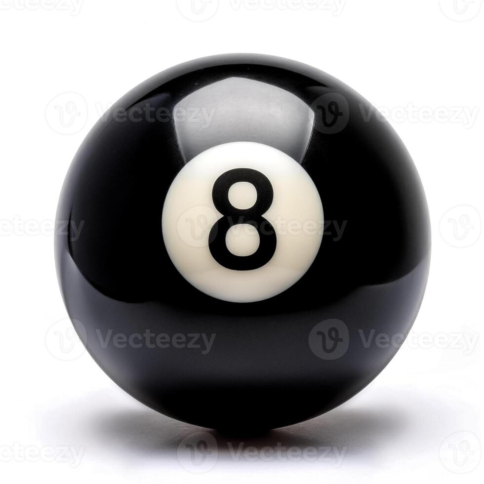 number 8 eight ball, the black ball, used in pool billiard games and is the last one to be sunk to win the game photo