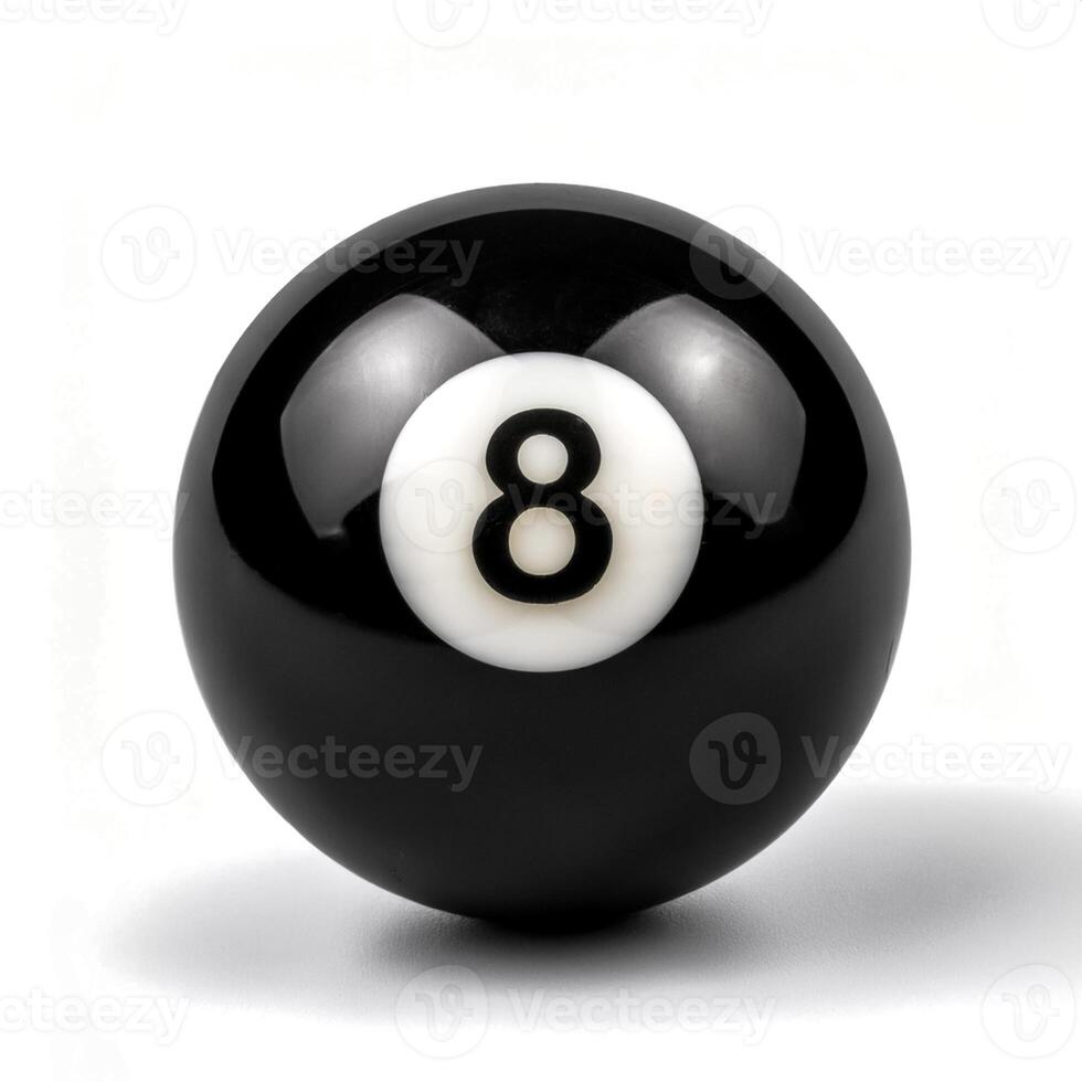 number 8 eight ball, the black ball, used in pool billiard games and is the last one to be sunk to win the game photo