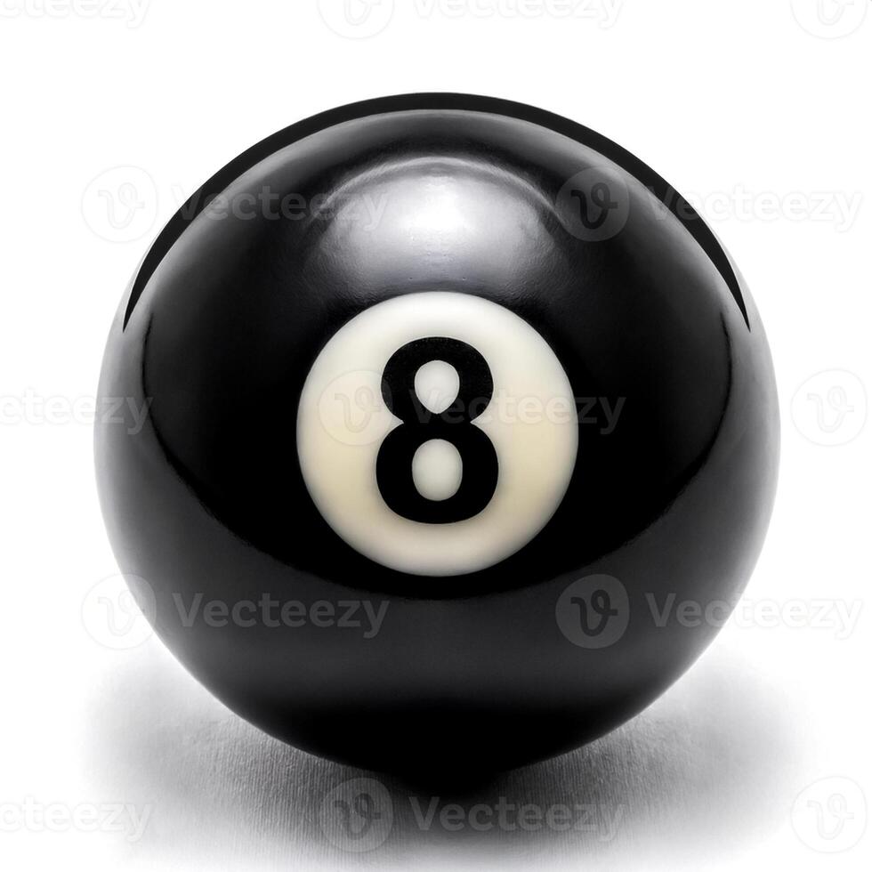 number 8 eight ball, the black ball, used in pool billiard games and is the last one to be sunk to win the game photo