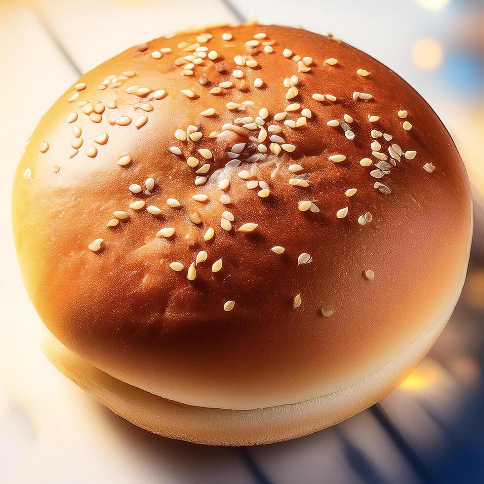 shot of a hamburger bread bun isolated photo