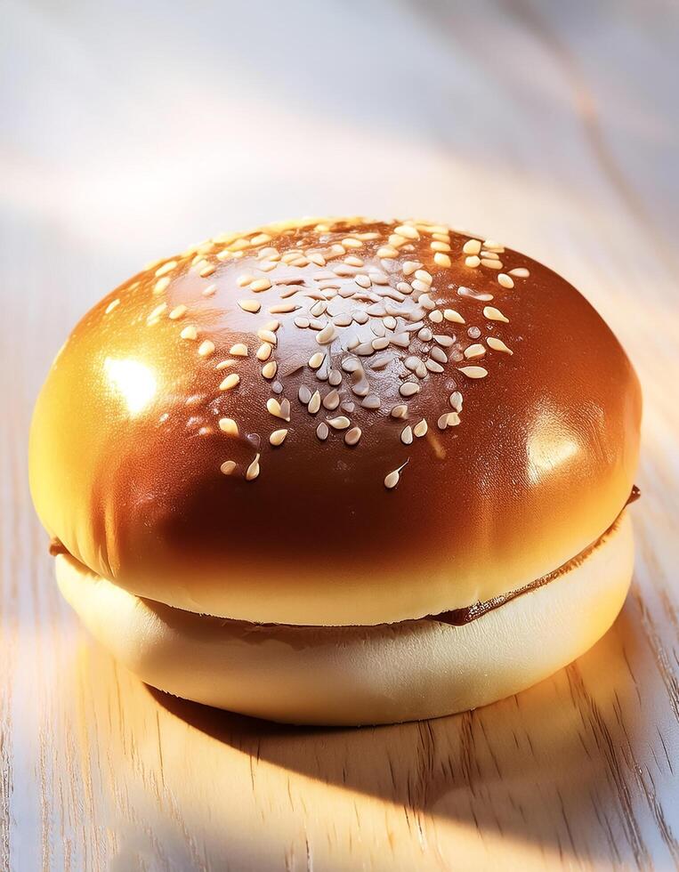 shot of a hamburger bread bun isolated photo