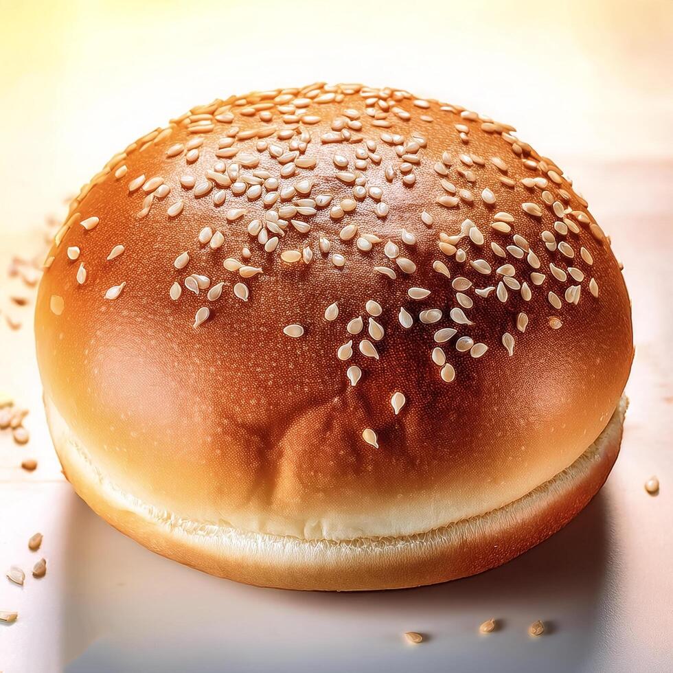 shot of a hamburger bread bun isolated photo