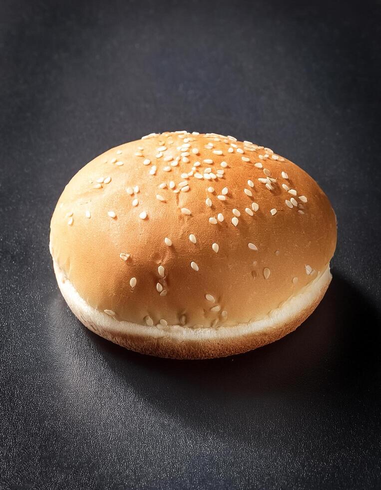 shot of a hamburger bread bun isolated photo