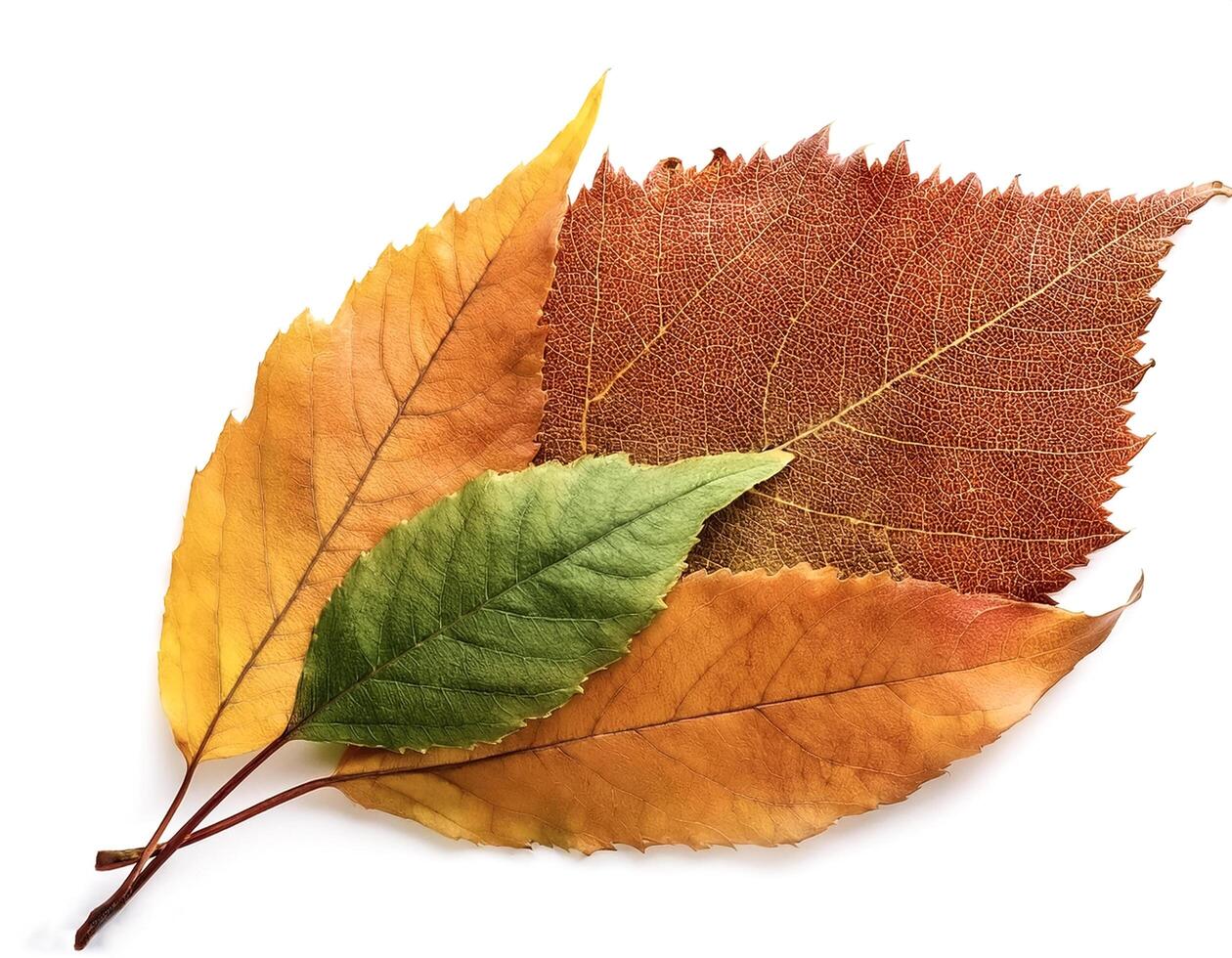 Autumn leaves isolated on white background photo