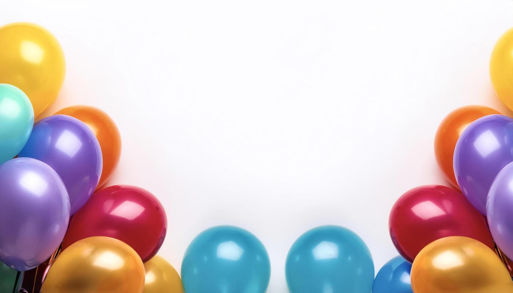 Bunch of bright balloons isolated on white background photo