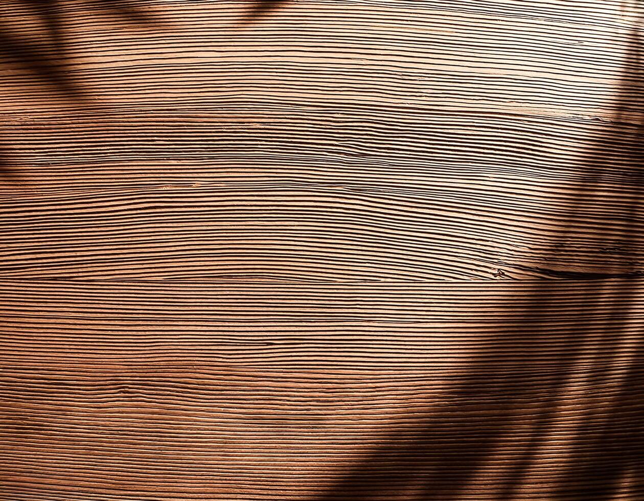 top view of soft brown table with high resolution texture and palm leafs shadows, summer table background with empty space for text or design, soft cozy sunny table backdrop, wooden texture seamless photo