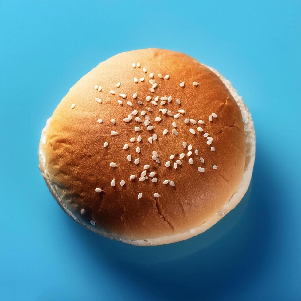 shot of a hamburger bread bun isolated photo
