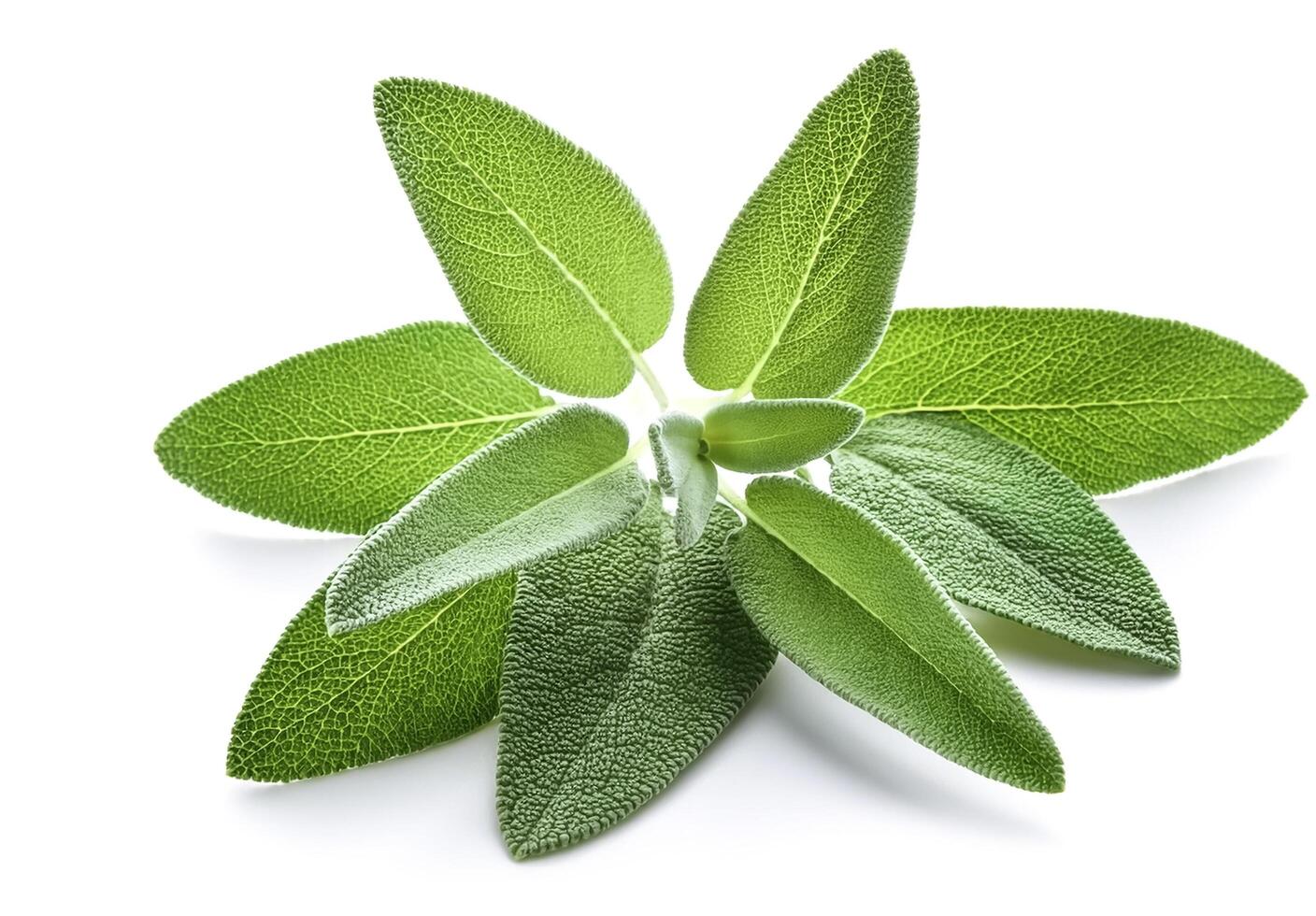 Fresh sage leaves isolated on white background photo